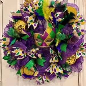 Mardi Gras Themed Wreath with Mask